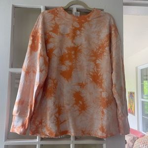 Orange tie die crew neck sweatshirt